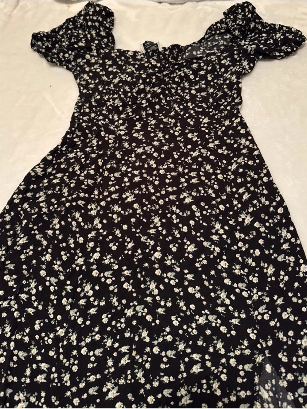 & Other Stories Black Daisy Print Midi Dress